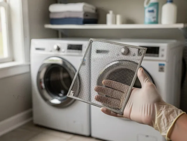 Rossmoor Dryer Vent Cleaning specialist performing detailed lint trap cleaning service in Rossmoor