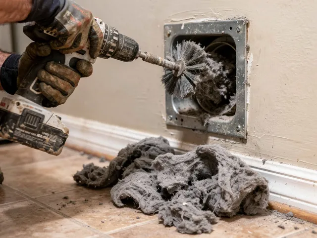 Certified Rossmoor Dryer Vent Cleaning technician performing dryer vent cleaning in Rossmoor