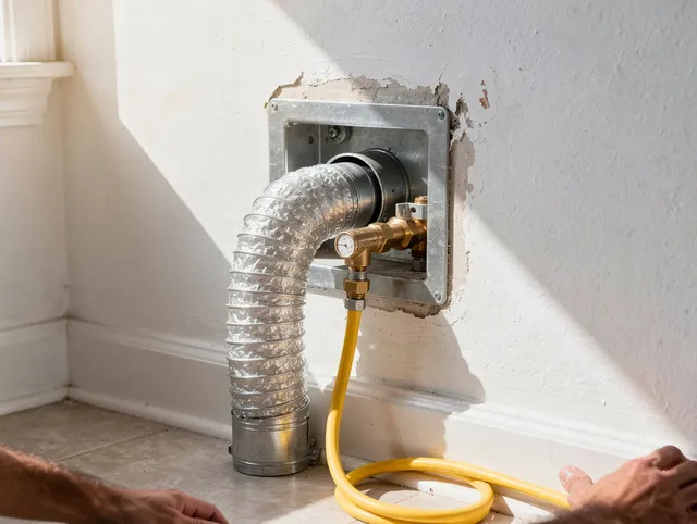 Rossmoor Dryer Vent Cleaning certified technician performing specialized gas dryer vent cleaning in Rossmoor